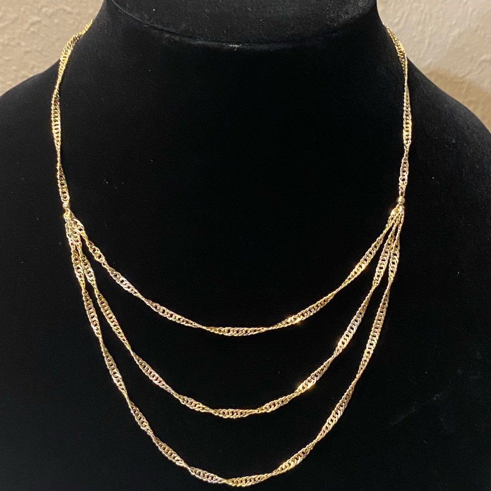 Elegant 14k Gold Multi Layered Necklace